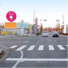 県庁・中心市街地へ。佐賀の心臓部へ繋がる主要道路に建つ看板